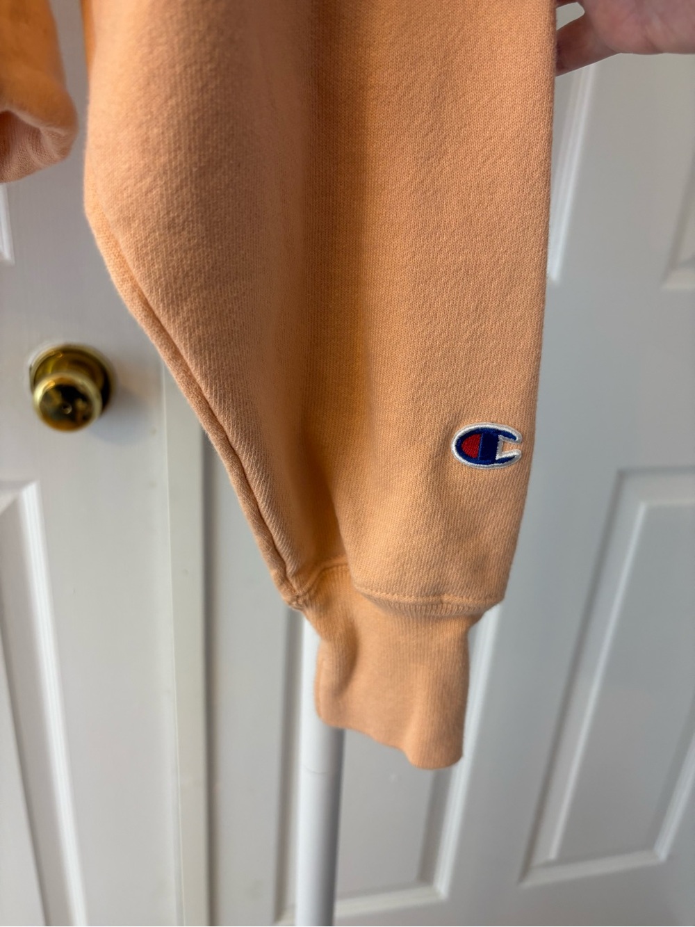 Champion Peach Cropped Pullover Hoodie Size Medium Cotton - Picture 5 of 12